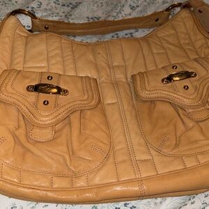 Junior Drake Tan Leather Purse with Gold Tone Hardware